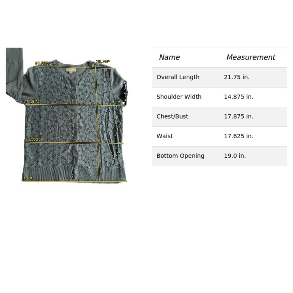 LOFT Blue Floral Lace Button-Up Sweater - Picture 5 of 12